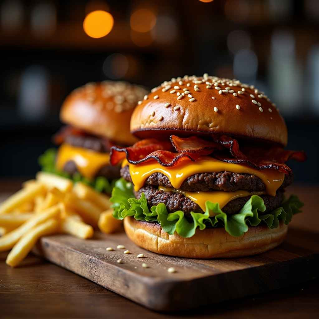 Gourmet grilled burgers at Eva Grill & Lounge Clacton-on-Sea